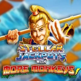 Stellar Jackpots with More Monkeys slot logo by Lightning Box Game at Boomzino Casino