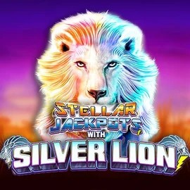 Official Jackpots logo: Stellar Jackpots with Silver Lion by Lightning Box Game at Boomzino Casino